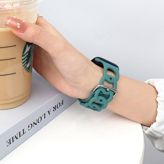 For Apple Watch Series 10 46mm Donut Hollow Silicone Watch Band(White)