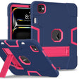 For iPad Pro 11 2024 Contrast Color Silicone Acrylic PC Tablet Case with Holder(Navy Blue Rose Red) - iPad Pro 11 2024 Cases by PMC TechLife | Online Shopping South Africa | PMC TechLife | Buy Now Pay Later Mobicred