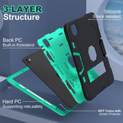 For iPad Pro 11 2024 Contrast Color Silicone Acrylic PC Tablet Case with Holder(Black Mint Green)