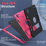 For iPad Pro 11 2024 Contrast Color Silicone Acrylic PC Tablet Case with Holder(Black Rose Red)