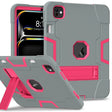 For iPad Pro 11 2024 Contrast Color Silicone Acrylic PC Tablet Case with Holder(Grey Rose Red) - iPad Pro 11 2024 Cases by PMC TechLife | Online Shopping South Africa | PMC TechLife | Buy Now Pay Later Mobicred