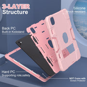 For iPad Pro 11 2024 Contrast Color Silicone Acrylic PC Tablet Case with Holder(Rose Gold)