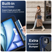 For iPad Air 11 2025 / 2024 Contrast Color Robot Silicone Hybrid PC Tablet Case(Navy Black)