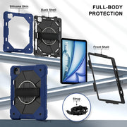 For iPad Air 11 2025 / 2024 Contrast Color Robot Silicone Hybrid PC Tablet Case(Navy Black)