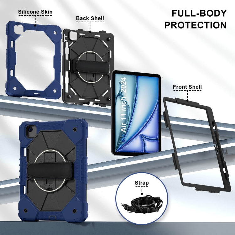 For iPad Air 11 2025 / 2024 Contrast Color Robot Silicone Hybrid PC Tablet Case(Navy Black)
