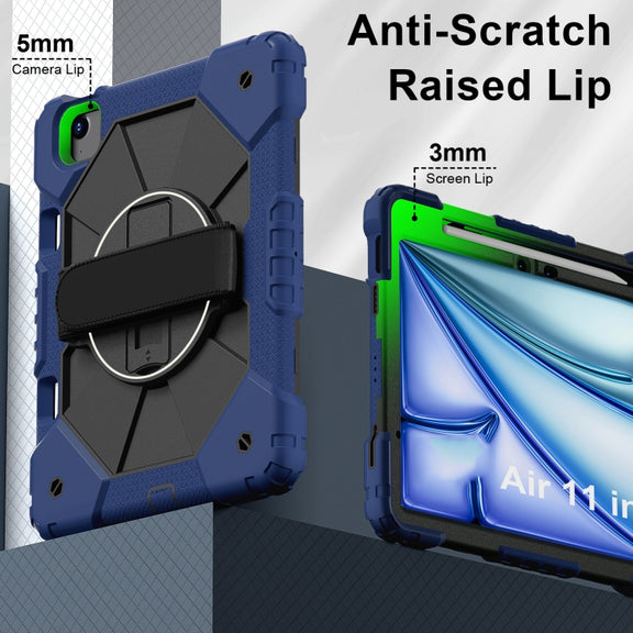 For iPad Air 11 2025 / 2024 Contrast Color Robot Silicone Hybrid PC Tablet Case(Navy Black)