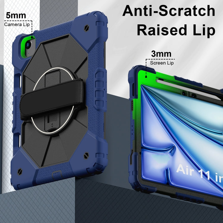 For iPad Air 11 2025 / 2024 Contrast Color Robot Silicone Hybrid PC Tablet Case(Navy Black)