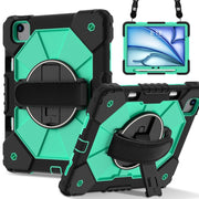 For iPad Air 11 2025 / 2024 Contrast Color Robot Silicone Hybrid PC Tablet Case(Black Mint Green)