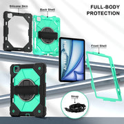 For iPad Air 11 2025 / 2024 Contrast Color Robot Silicone Hybrid PC Tablet Case(Black Mint Green)