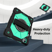 For iPad Air 11 2025 / 2024 Contrast Color Robot Silicone Hybrid PC Tablet Case(Black Mint Green)