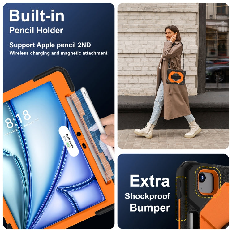 For iPad Air 11 2025 / 2024 Contrast Color Robot Silicone Hybrid PC Tablet Case(Black Orange)