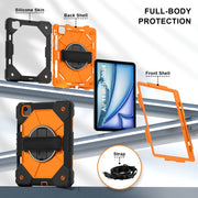 For iPad Air 11 2025 / 2024 Contrast Color Robot Silicone Hybrid PC Tablet Case(Black Orange)
