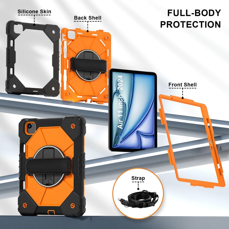For iPad Air 11 2025 / 2024 Contrast Color Robot Silicone Hybrid PC Tablet Case(Black Orange)