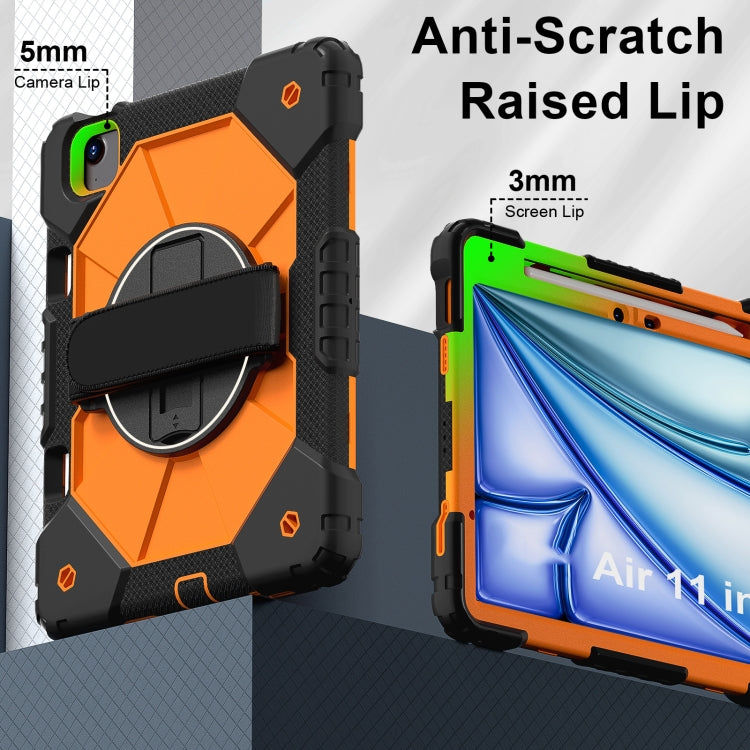 For iPad Air 11 2025 / 2024 Contrast Color Robot Silicone Hybrid PC Tablet Case(Black Orange)