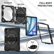 For iPad Air 11 2024 Contrast Color Robot Silicone Hybrid PC Tablet Case(Black)