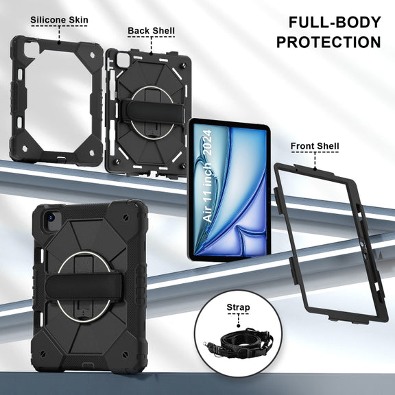 For iPad Air 11 2024 Contrast Color Robot Silicone Hybrid PC Tablet Case(Black)