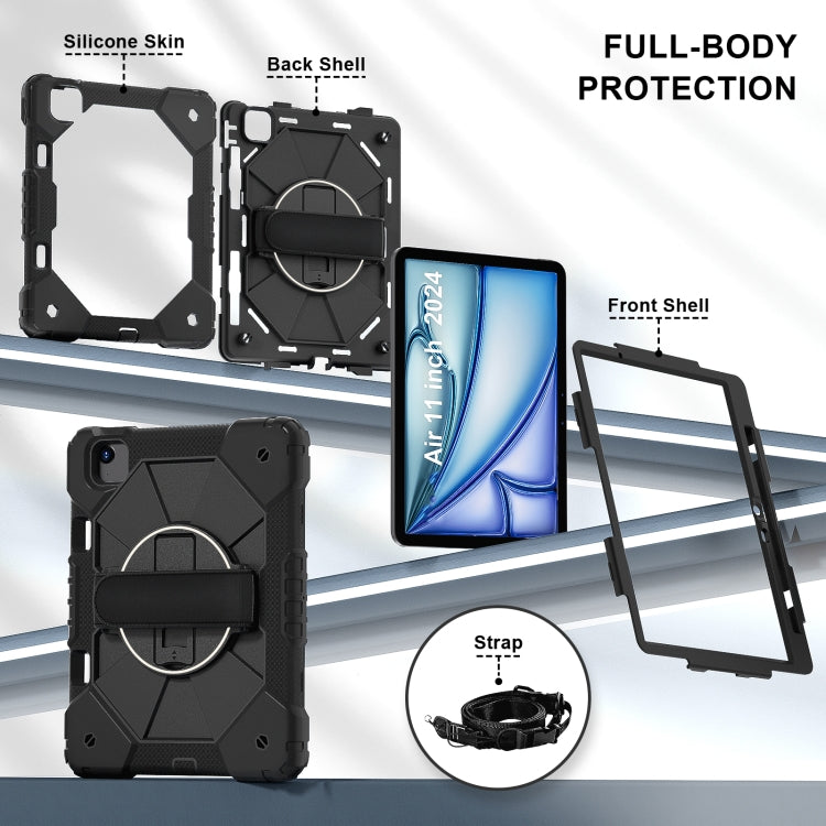 For iPad Air 11 2024 Contrast Color Robot Silicone Hybrid PC Tablet Case(Black)
