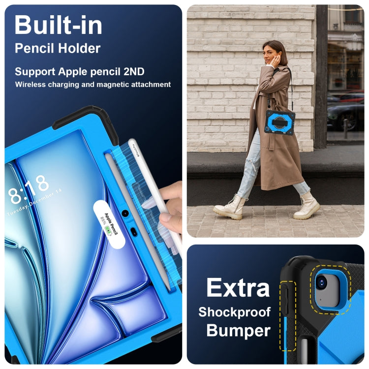 For iPad Air 11 2025 / 2024 Contrast Color Robot Silicone Hybrid PC Tablet Case(Black Blue)