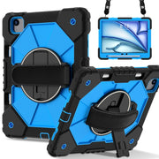 For iPad Air 11 2025 / 2024 Contrast Color Robot Silicone Hybrid PC Tablet Case(Black Blue)