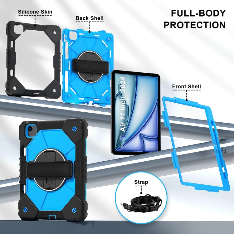 For iPad Air 11 2025 / 2024 Contrast Color Robot Silicone Hybrid PC Tablet Case(Black Blue)
