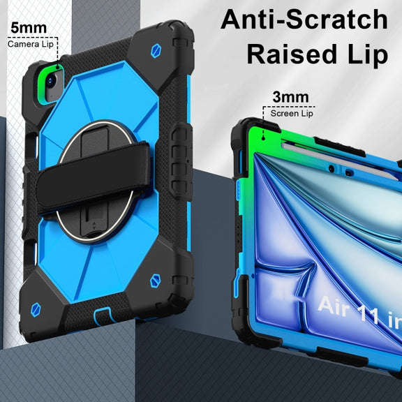 For iPad Air 11 2025 / 2024 Contrast Color Robot Silicone Hybrid PC Tablet Case(Black Blue)