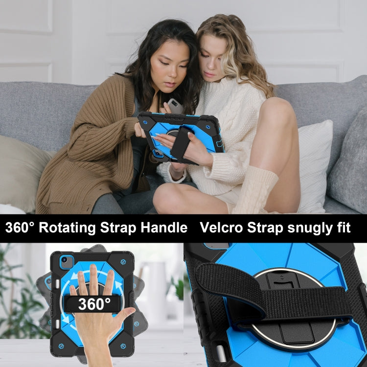 For iPad Air 11 2025 / 2024 Contrast Color Robot Silicone Hybrid PC Tablet Case(Black Blue)