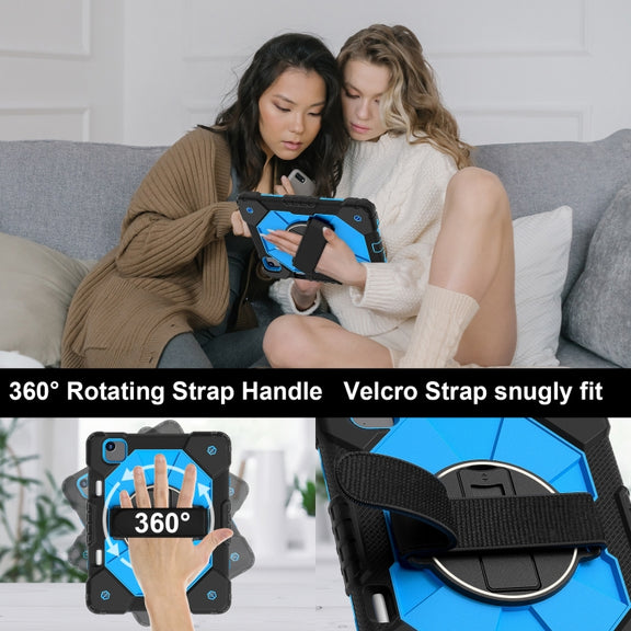 For iPad Air 11 2025 / 2024 Contrast Color Robot Silicone Hybrid PC Tablet Case(Black Blue)