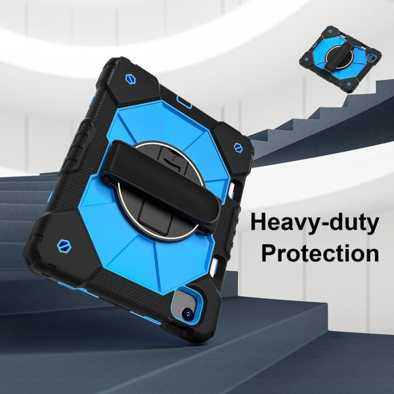 For iPad Air 11 2025 / 2024 Contrast Color Robot Silicone Hybrid PC Tablet Case(Black Blue)