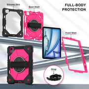 For iPad Air 11 2024 Contrast Color Robot Silicone Hybrid PC Tablet Case(Black Rose Red)