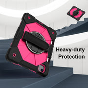 For iPad Air 11 2024 Contrast Color Robot Silicone Hybrid PC Tablet Case(Black Rose Red)