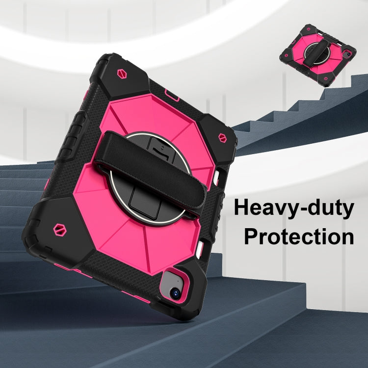 For iPad Air 11 2024 Contrast Color Robot Silicone Hybrid PC Tablet Case(Black Rose Red)
