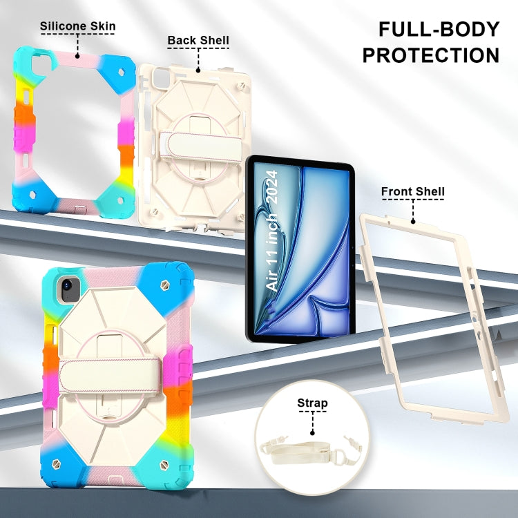 For iPad Air 11 2024 Contrast Color Robot Silicone Hybrid PC Tablet Case(Colorful Blue)