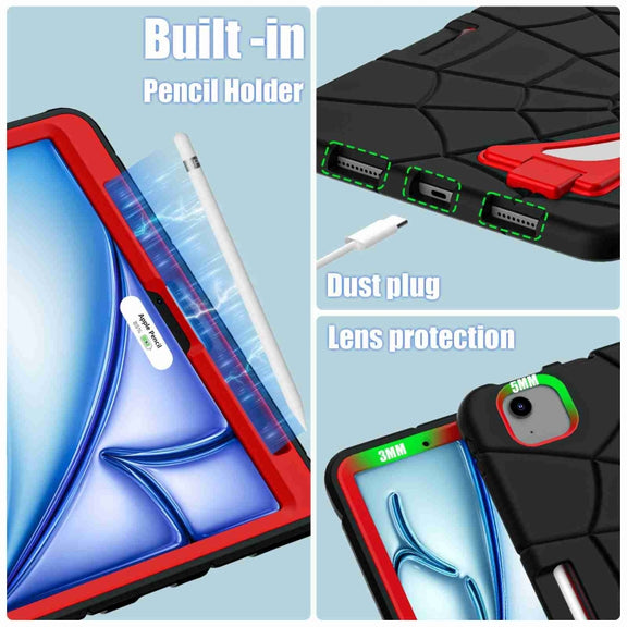For iPad Air 11 2024 Silicone + PC Shockproof Protective Tablet Case(Black Red)
