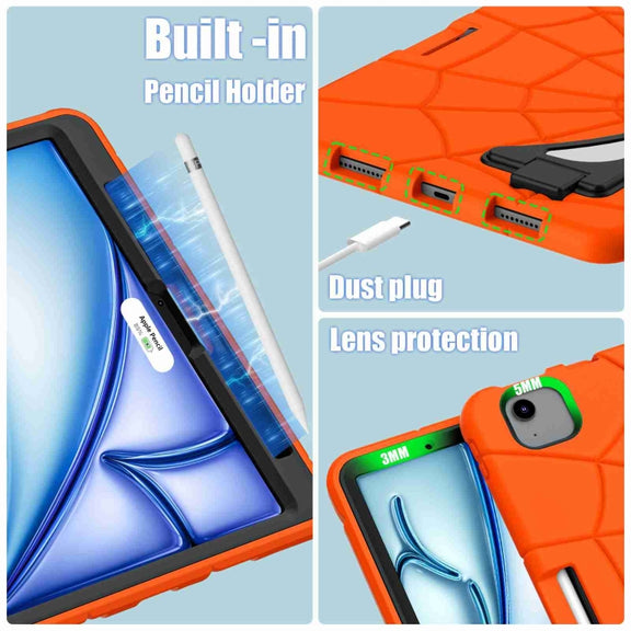 For iPad Air 11 2025 / 2024 Silicone + PC Shockproof Protective Tablet Case(Orange Black)