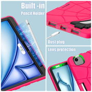 For iPad Air 11 2025 / 2024 Silicone + PC Shockproof Protective Tablet Case(Rose Red Black)