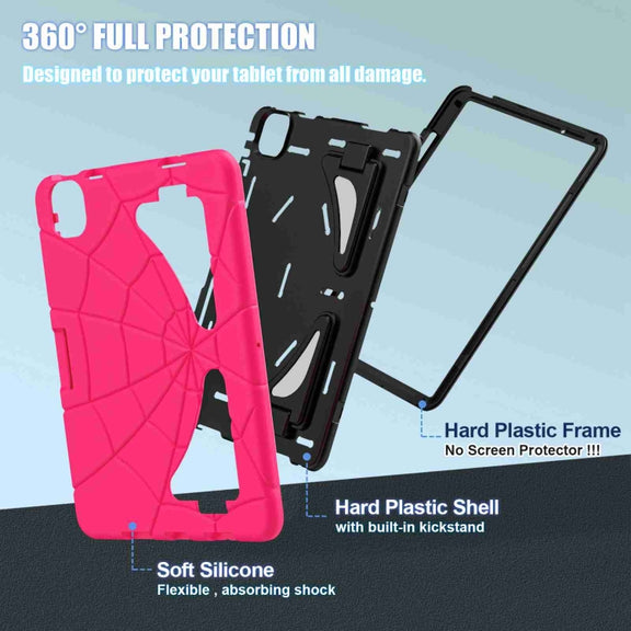 For iPad Air 11 2025 / 2024 Silicone + PC Shockproof Protective Tablet Case(Rose Red Black)