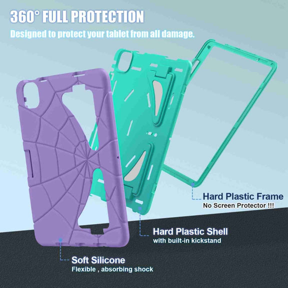 For iPad Air 11 2024 Silicone + PC Shockproof Protective Tablet Case(Purple Mint Green)