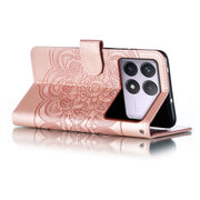 For Xiaomi Redmi K70 Sun Mandala Embossing Pattern Phone Leather Case(Rose Gold)