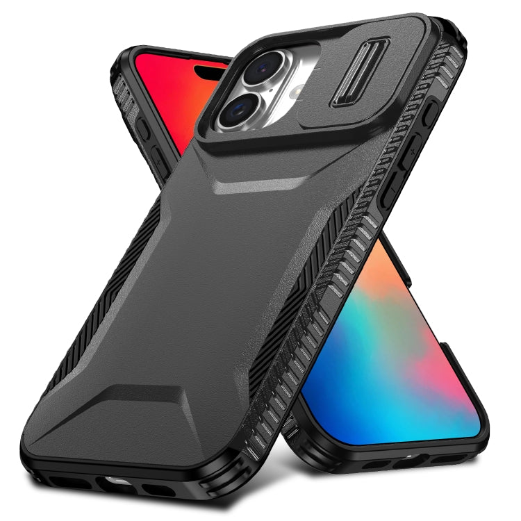 For iPhone 16 Sliding Camshield Phone Case(Black)