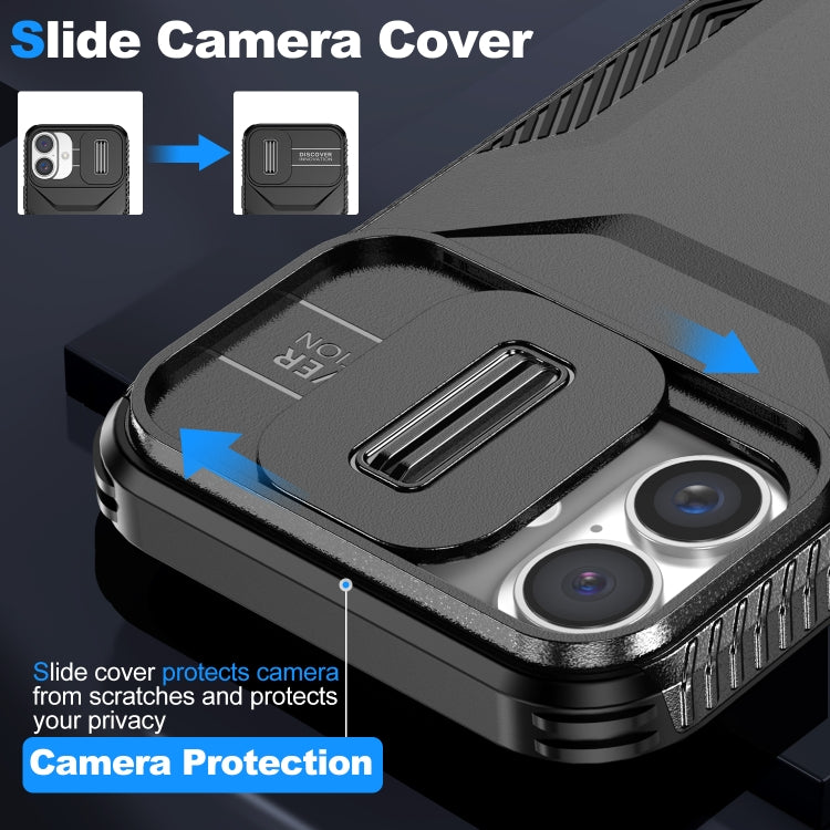 For iPhone 16 Sliding Camshield Phone Case(Black)