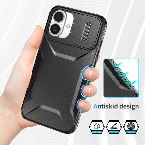 For iPhone 16 Sliding Camshield Phone Case(Black)