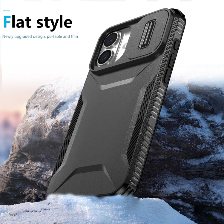 For iPhone 16 Sliding Camshield Phone Case(Black)