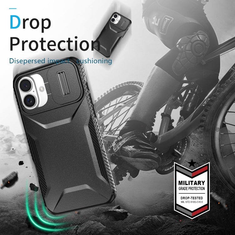 For iPhone 16 Sliding Camshield Phone Case(Black)