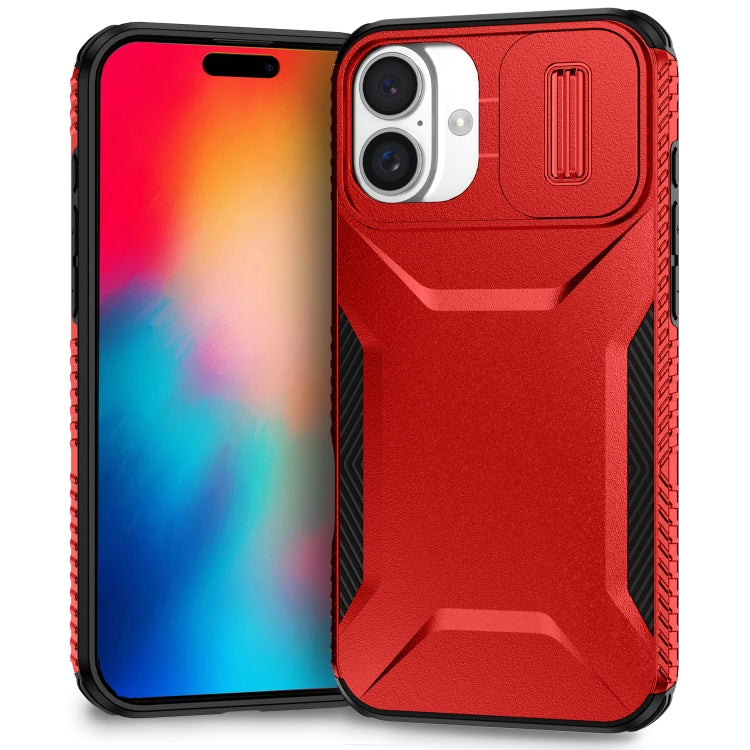For iPhone 16 Sliding Camshield Phone Case(Red)