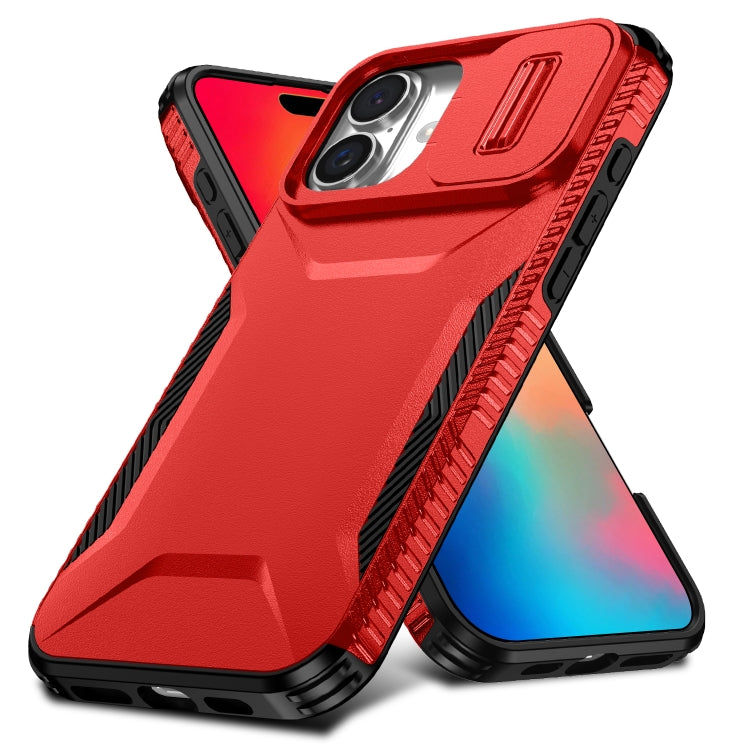 For iPhone 16 Sliding Camshield Phone Case(Red)