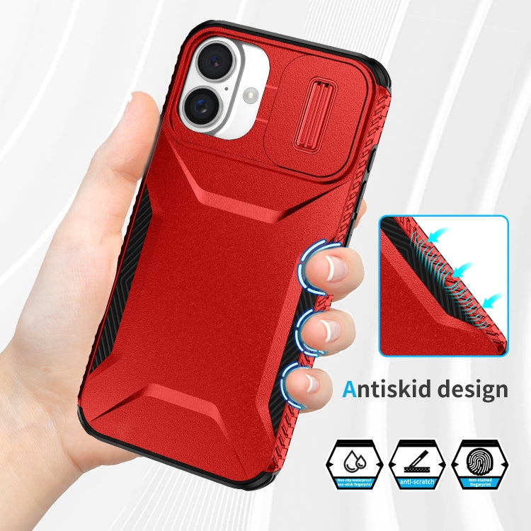 For iPhone 16 Sliding Camshield Phone Case(Red)