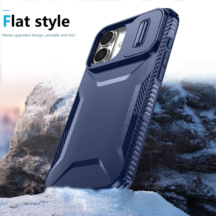 For iPhone 16 Plus Sliding Camshield Phone Case(Blue)
