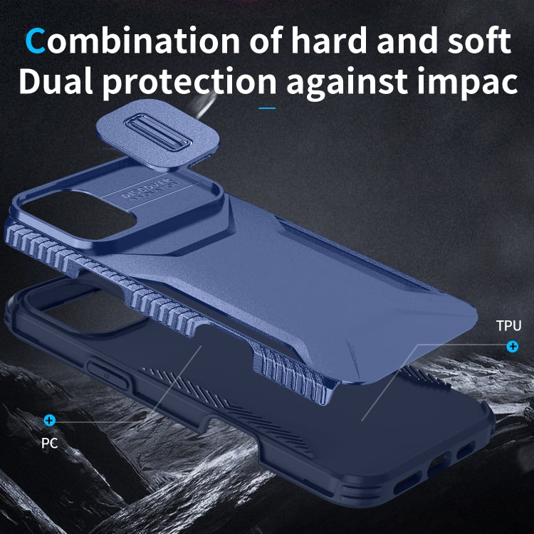 For iPhone 16 Plus Sliding Camshield Phone Case(Blue)