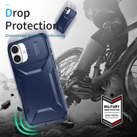 For iPhone 16 Plus Sliding Camshield Phone Case(Blue)