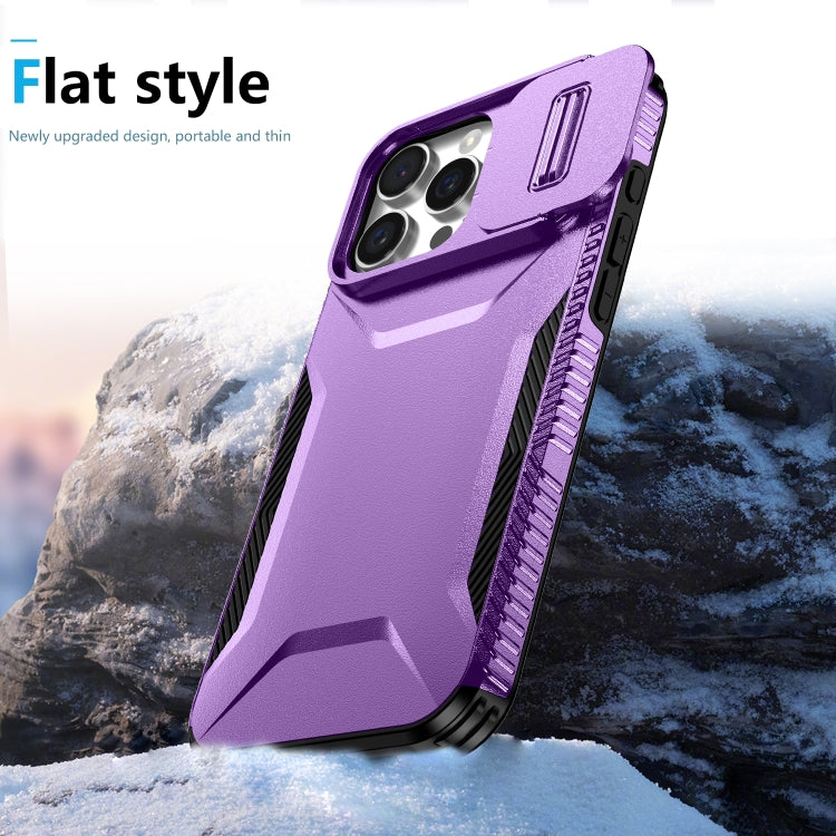 For iPhone 16 Pro Sliding Camshield Phone Case(Purple)